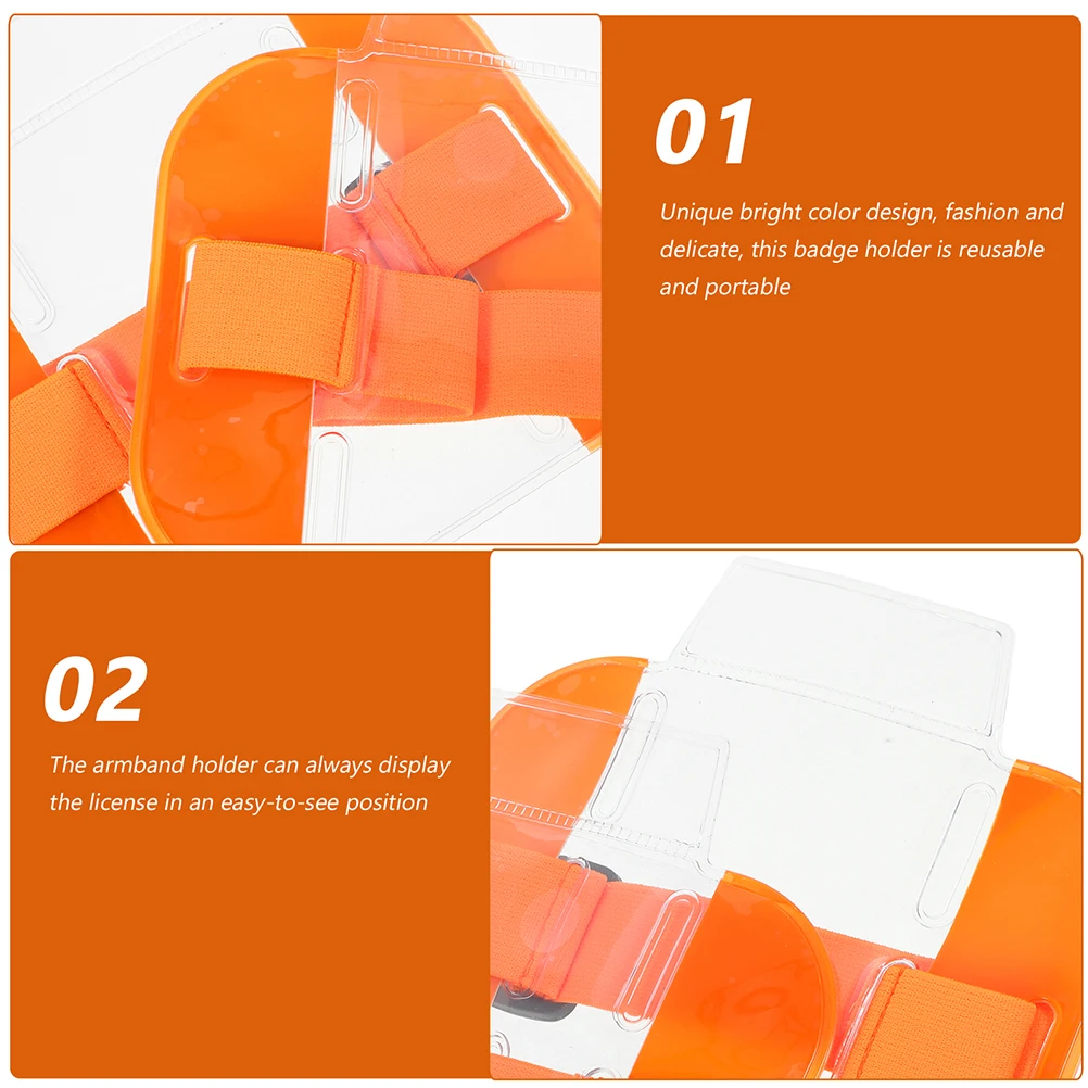 

3pcs ID Card Armband Holder Elastic Adjustable Badge Protective Cover Clear PVC Security Workers Cards Arm Sleeve Office Use