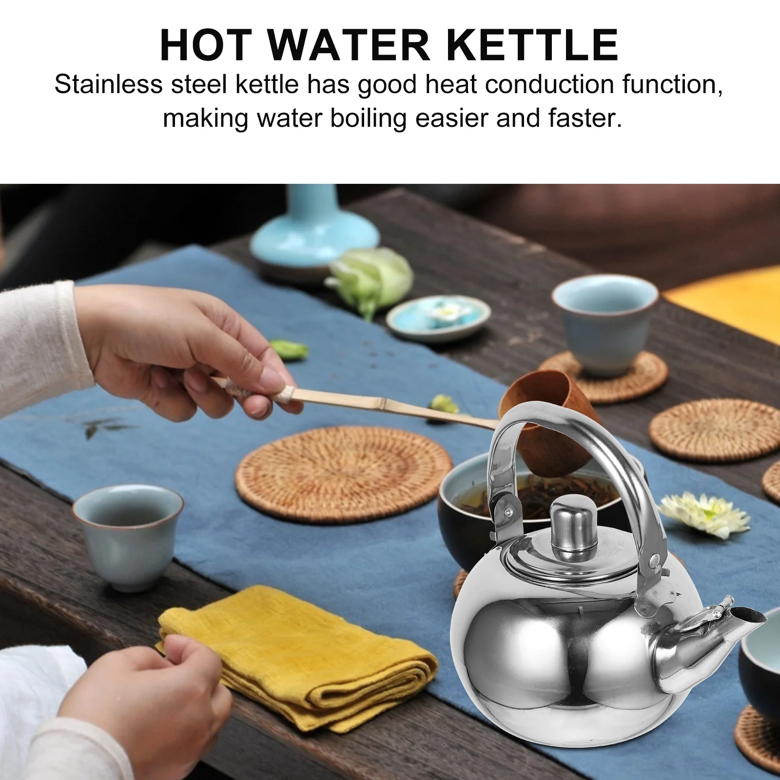 

Premium Stainless Steel Coffee Heat-Resistant Handle Filter Fast Boiling Water Kitchen Use Easy Storage Stovetop Tea Pot