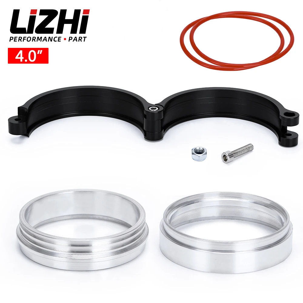 

LIZHI-102105-мм выхлопной V-образный зажим с фланцевой системой, анодированный зажим для турбонаддува диаметром 4 дюйма LZ-VCE05