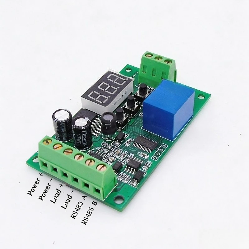 RS485 DC Voltage & Current Measurement Module, Relay Switch ON/OFF Controlled by Communication Command
