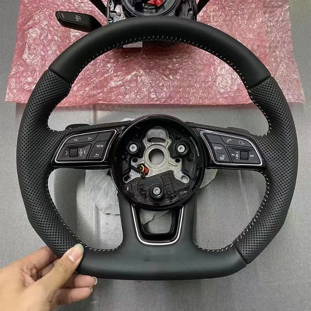 Flat Bottom Steering Wheel for Audi A4 A5 B9 2017-2024 Sport Multi-Function Upgrade