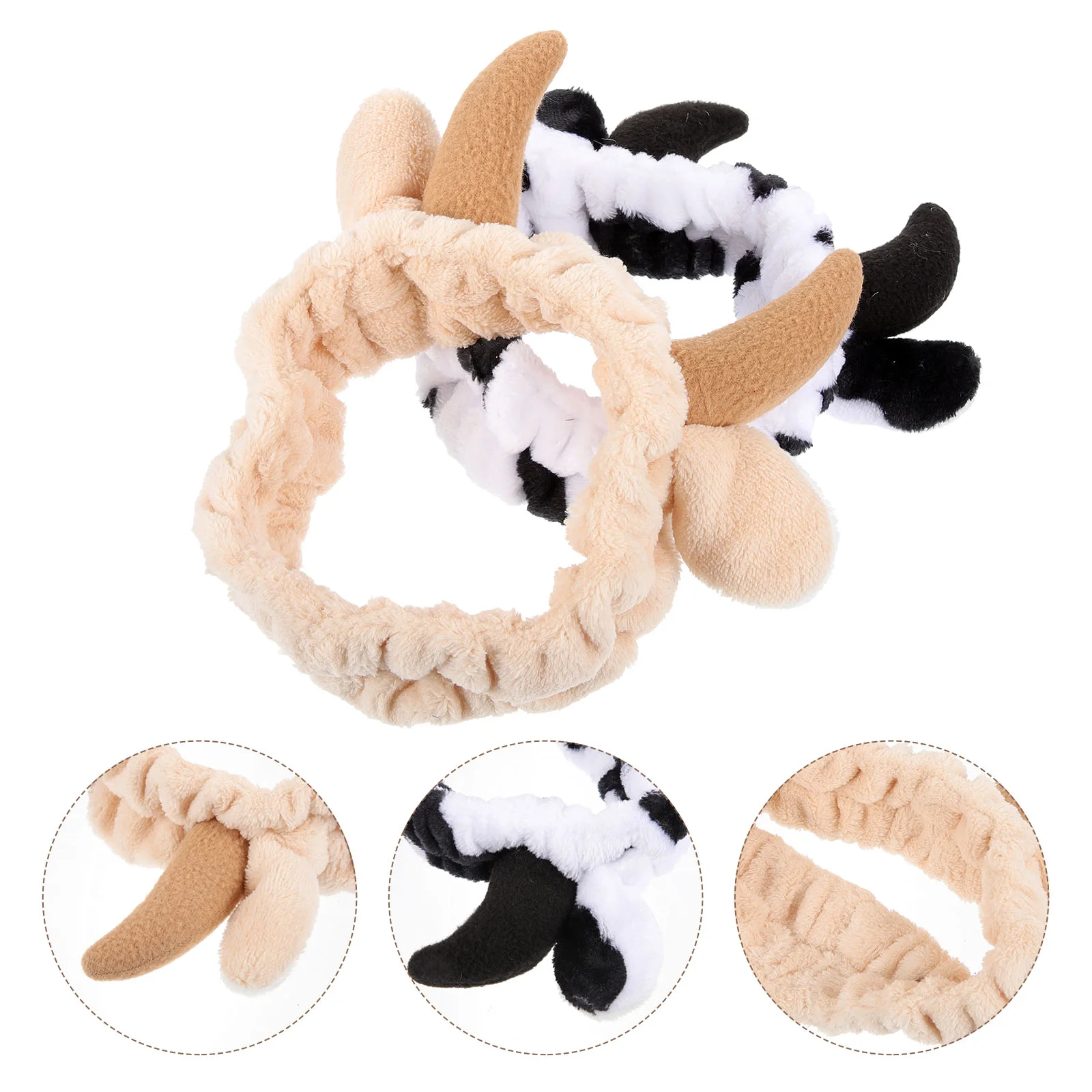 2 Pcs Animal Face Wash and Hair Bundle Cow Toys Horn Headband Spa Women Makeup Headbands for Washing The