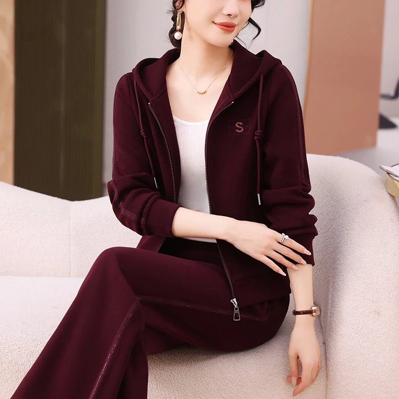 

Faionable Sportswear Set for orter Women Autumn Clothes Casual Top Bot Two-Piece Suit for Middle-Aged And ly