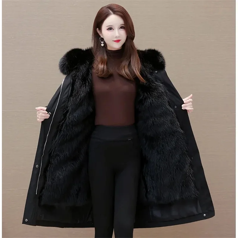 Pai Overcome Coat Women 2026 Winter New Detachable Inner Liner Fur Integrated Outerwear Long Down Jacket Padded Fur Coats Female