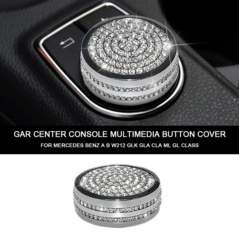 Crystal Shiny Diamond For Mercedes Benz A B W212 GLK GLA CLA ML GL Car Center Console Multimedia Button Decoration Trim Cover