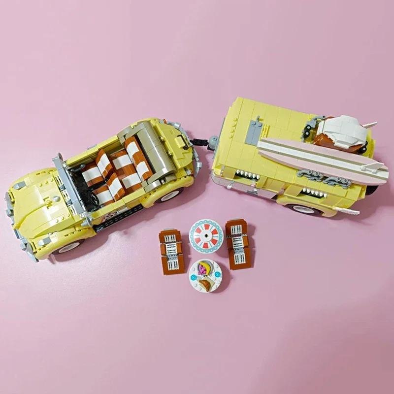 LOZ 1130 Voertuig Wereld Vakantie Toerwagen Wagon Caravan Picknick Strandstoel Mini Bakstenen Blokken Bouwspeelgoed Voor Kinderen Geen Doos
