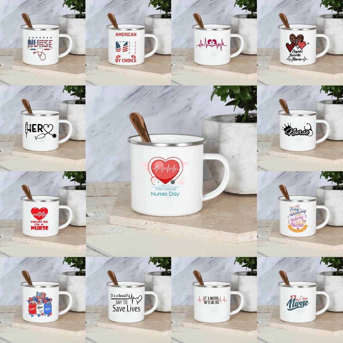 Best Nurse Ever Enamel Mug Cups With Handle It A Beautiful Day To Save Lives Nurse Aunt Birthday Perfect Gifts for Nurses Day