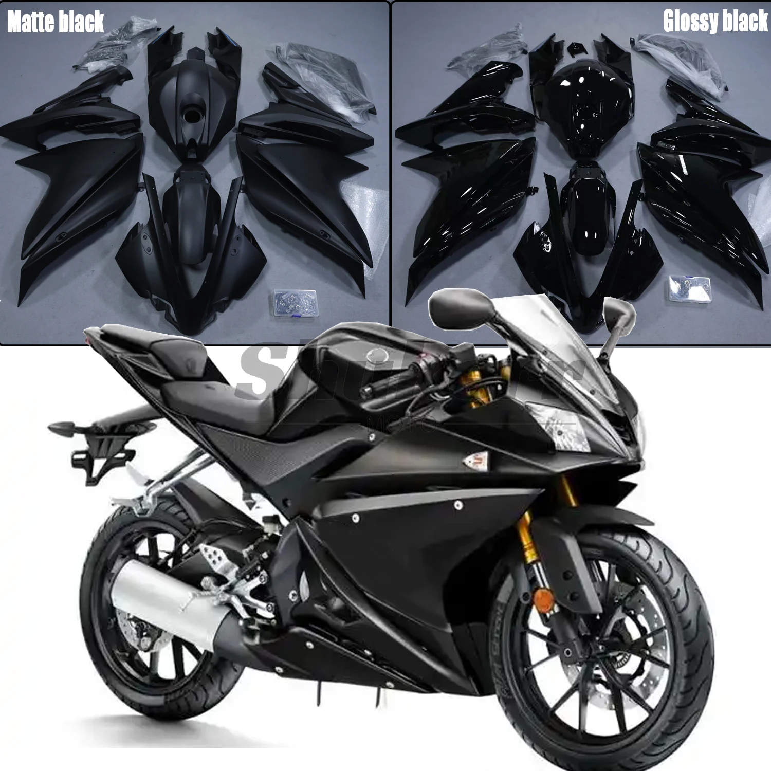 

Black Motorcycle Plastics Fairing Kit Injection Mold Bodywork Panel Kit/Bolt Set Fit for Yamaha Yzf R125 Yzf-R125 2008-2012 2011