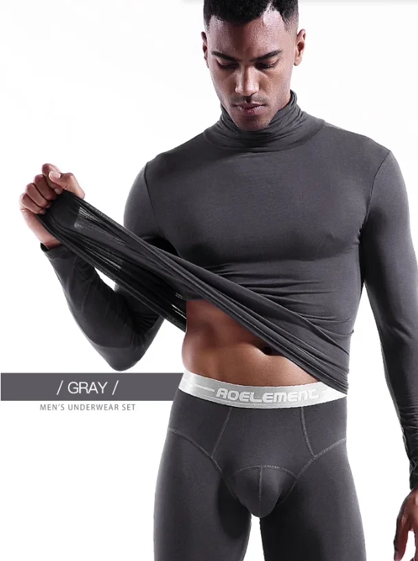 ملابس داخلية مشروط للرجال قميص دعم نحيف ونحيف كبير قناع وجه مرن T كم طويل ياقة عالية حرير الحليب زلة