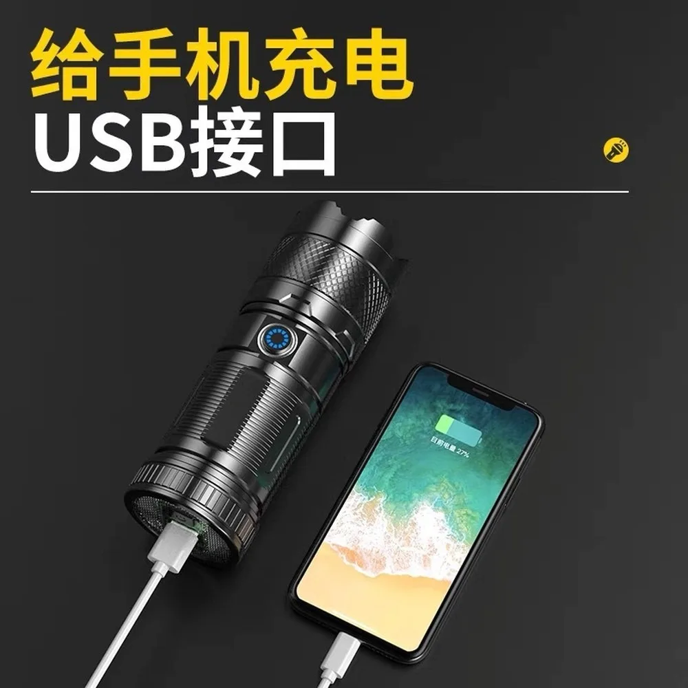 [Brand] LED Flashlight, White Laser Beam, Ultra Bright, Outdoor Long Range, Zoomable, Type-C Rechargeable