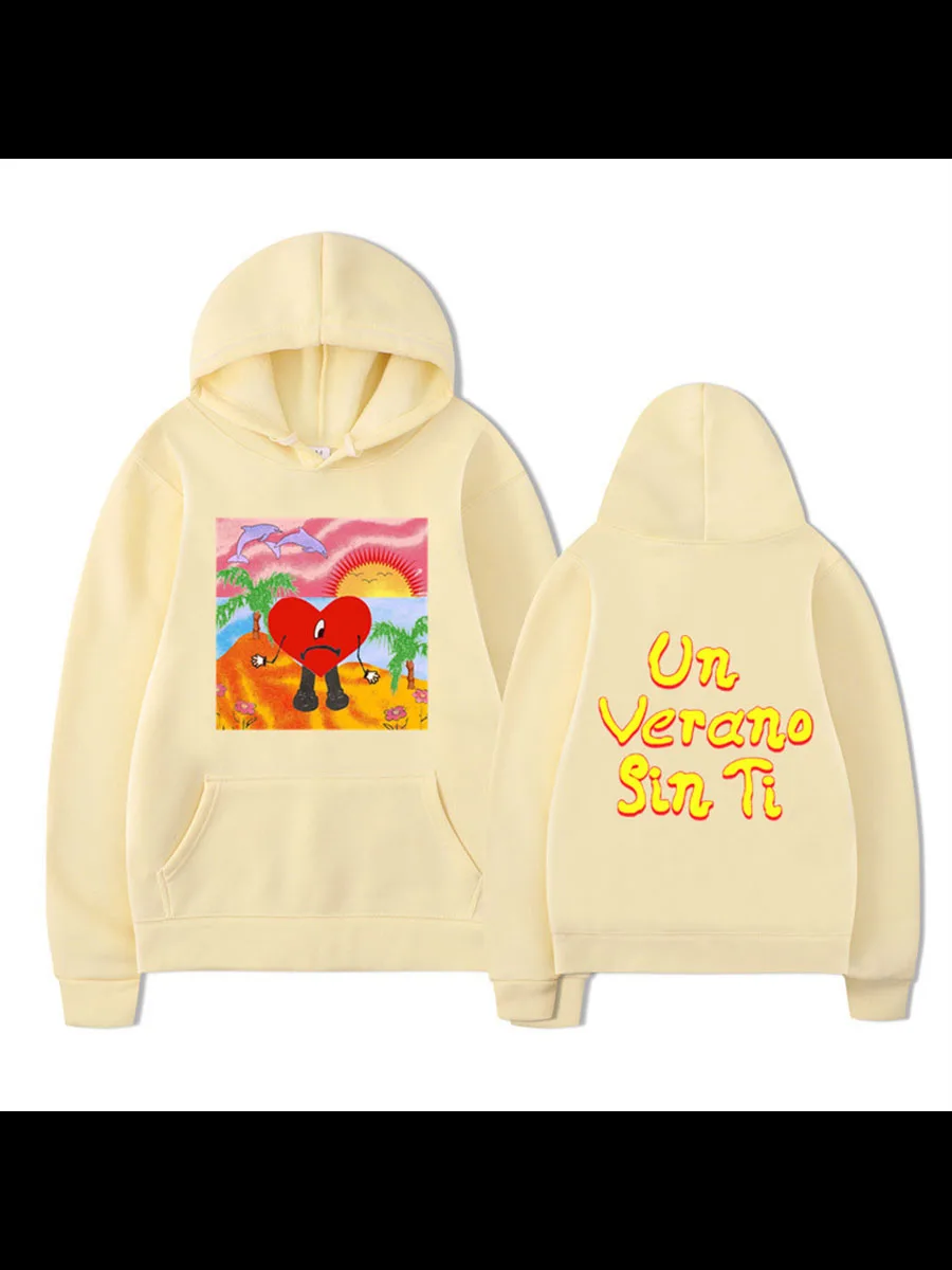 New un verano sin ti bad bunny print new album hoodie hoodie with comfortable and simple pure cotton hoodie for men and women