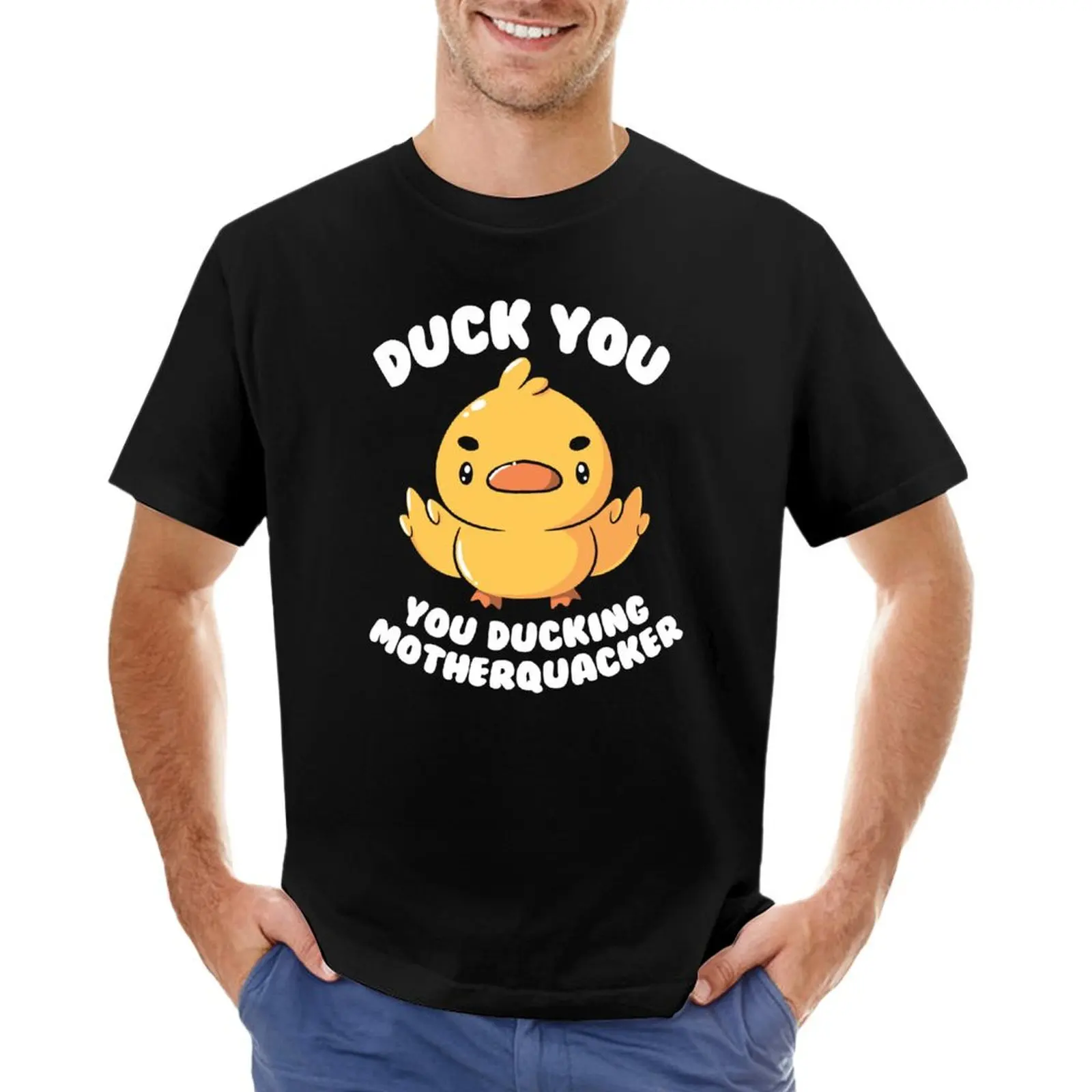 Мужская хлопковая футболка Ducking, с рисунком, большие размеры