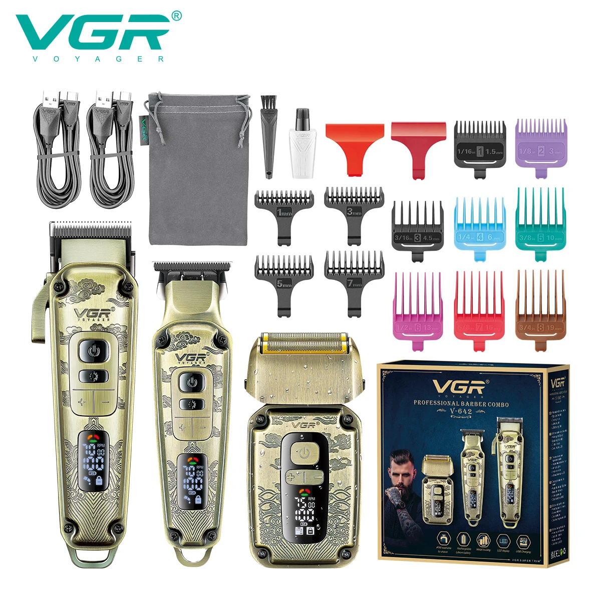 

VGR 3 in 1 Professional Hair Trimmer Electric Shaver Set Men's Beard Trimmer Hair Clipper Hair Cutter Machine Grooming Tools