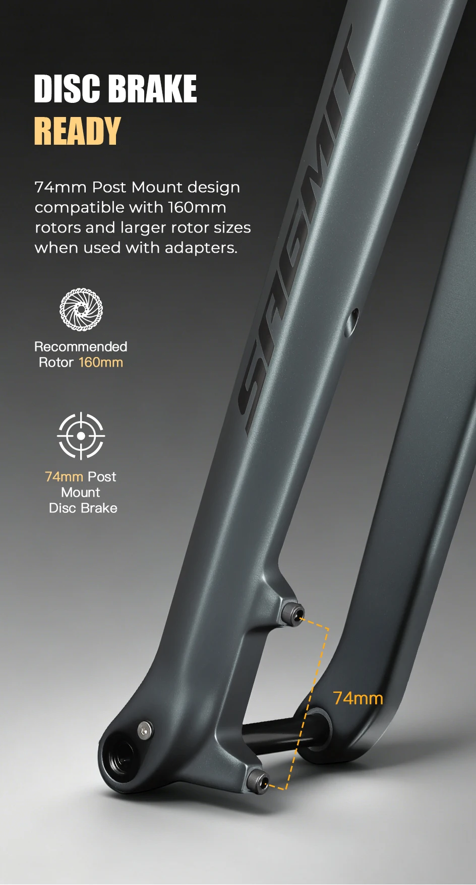 SAGMIT T800 Carbon MTB Starrgabel 29 Zoll x 3,0'' Breite Reifen Ultraleicht BOOST 15x110mm Konisch 39,6mm Fahrradteil – Detail 8