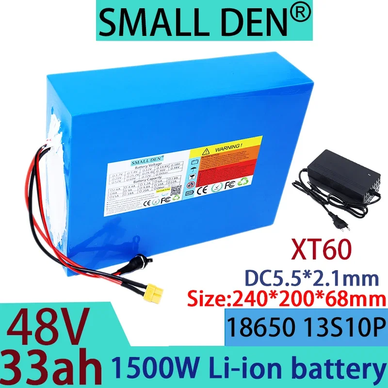 48v 33Ah brand new 18650 lithium battery pack 13S6P 1000W suitable for various transportation vehicles+54.6V 2A 3A 5A charger