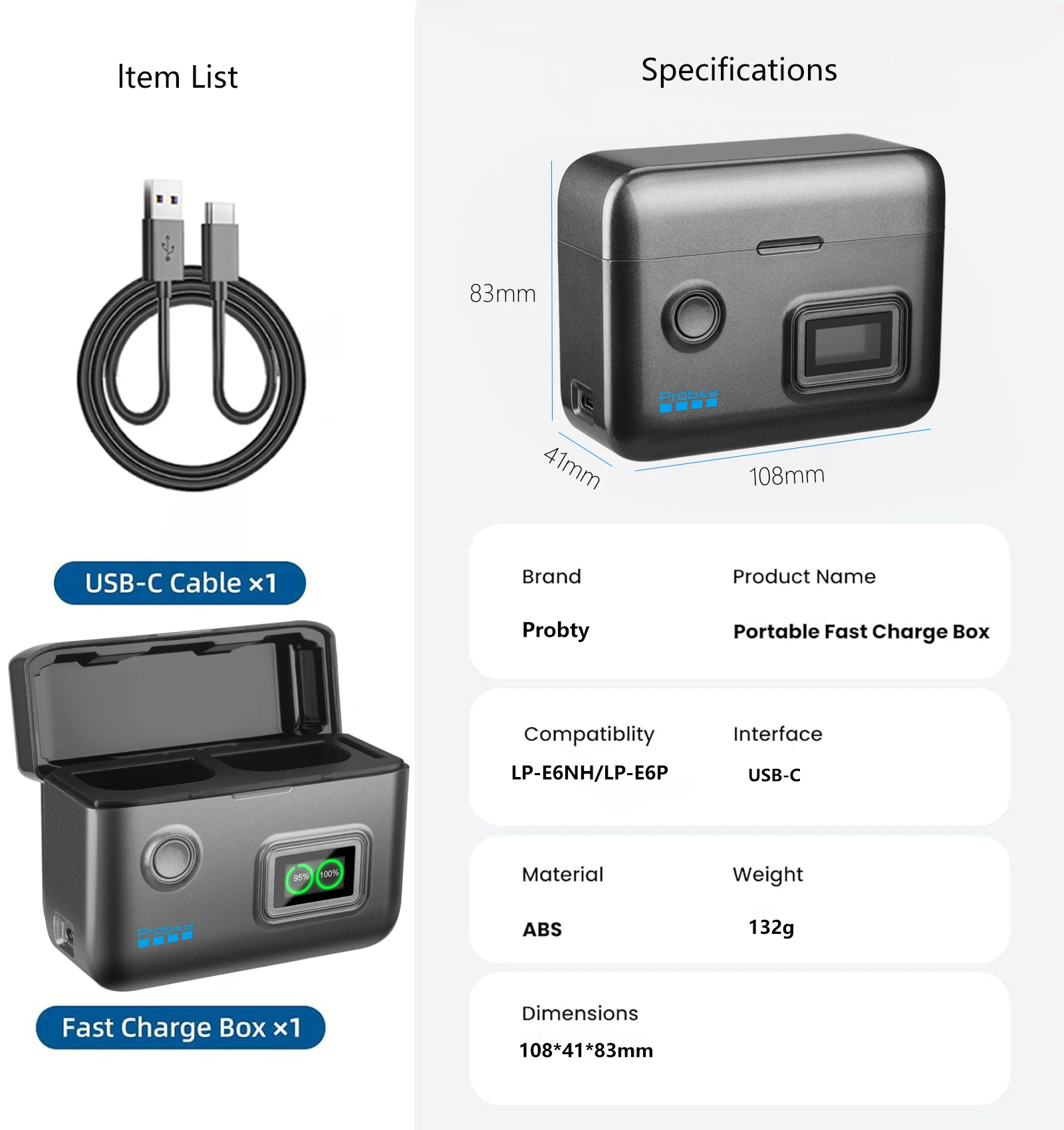 LP-E6NH LP-E6P Battery Fast Charger For Canon EOS R5, R6 Mark II, 5D 6D 7D Mark II III IV, 60D, 70D, 80D, Smart Digital Display