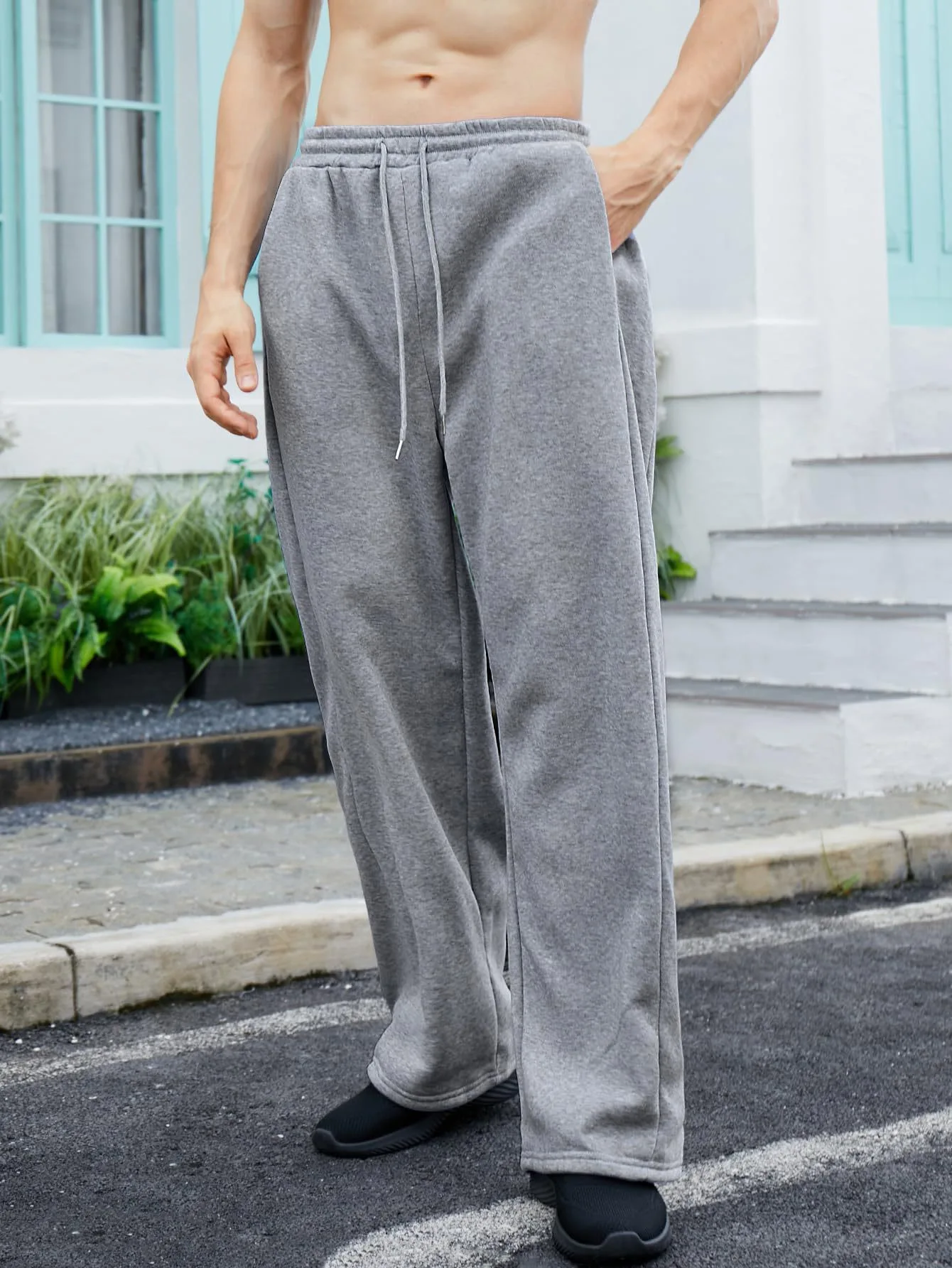 

Европейские и американские мужские брюки на талии, прямые широкие свободные брюки с завязками на талии, спортивные брюки, мужские брюки с карманами