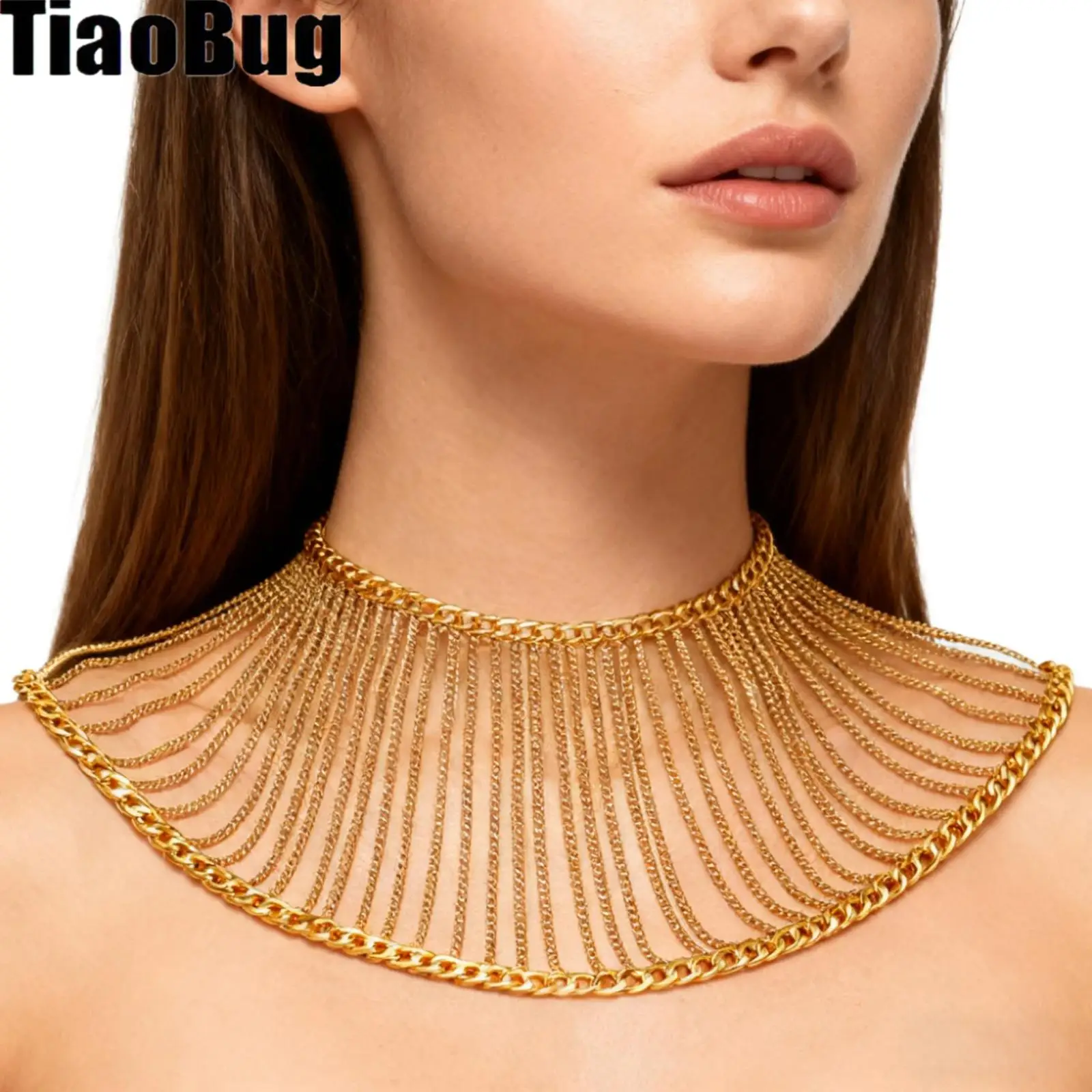 

Women Metal Jewelry Chain Body Chains Necklace Collar Nightclubs And Parties Shoulder Alloy Accessory