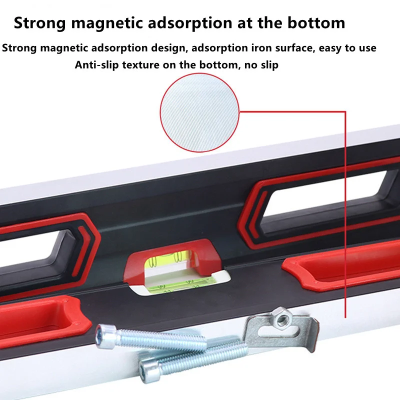 Magnetic Horizontal Ruler Spirit Level Ruler Adjustable Balance Bubbles Ruler Angle Ruler for DIY Woodworking Home Improvement