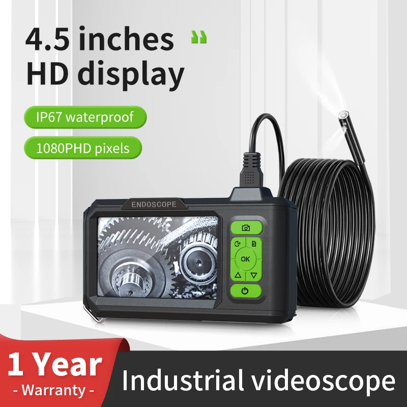 Telecamera per endoscopio industriale con schermo IPS da 4.5 pollici HD 1080P Mini telecamera per ispezione di tubi per auto con obiettivo singolo