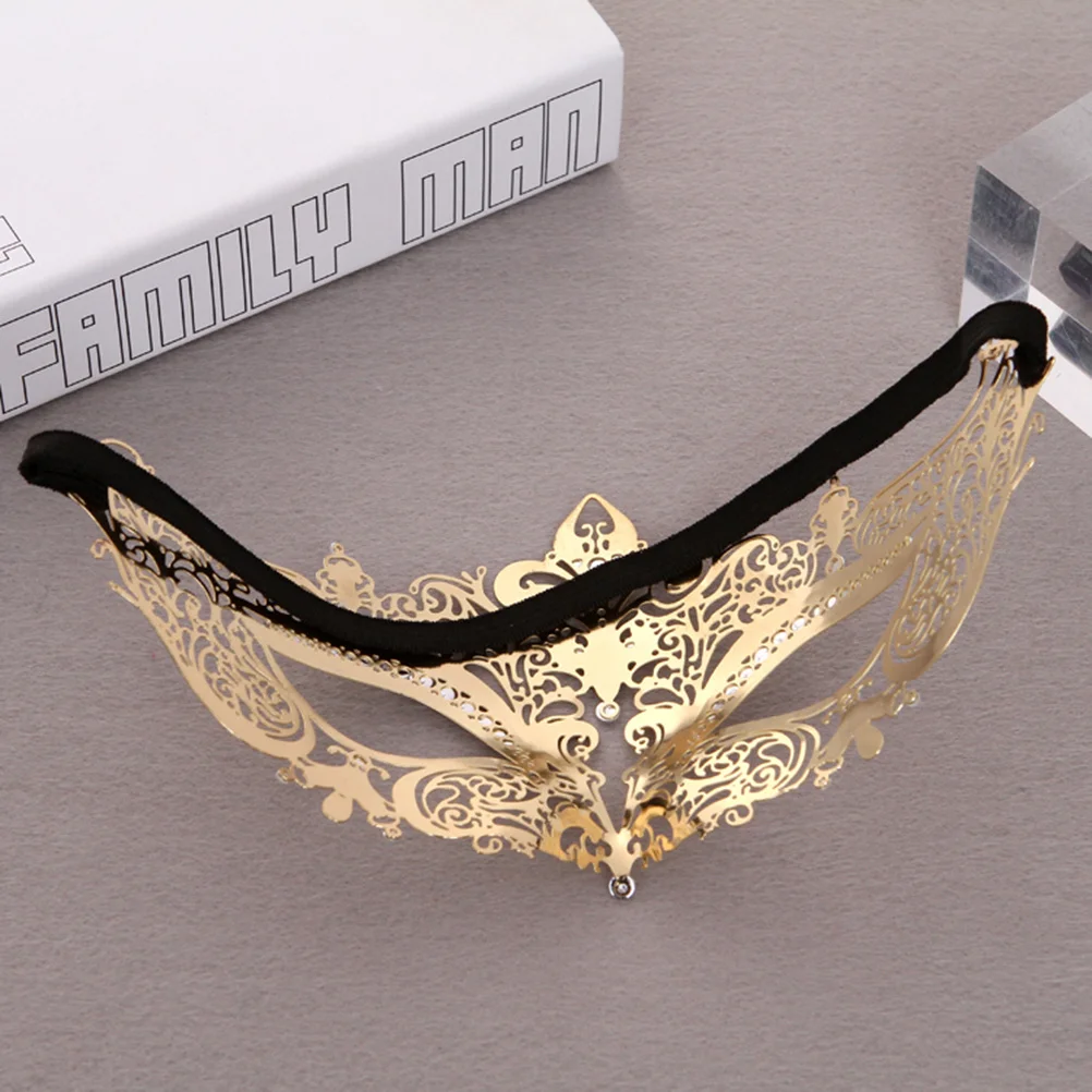 

Metal Lace Mask Golden Plated Durable Rhinestone Creative Masquerade Cosplay Party Diamond Mask
