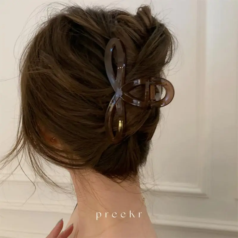 Fashion Dopamine Creamy Color Geometry Wave Line Back Head Hair Claw Clip Women Girl Hairpin Ponytail Hair Accessories ﻿