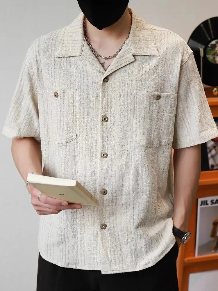 

Cuban Collar Faionable irt Breathable Thin ort Sve Men's Summer Comfortable Trendy Top Loose Fit Youth ular Sle