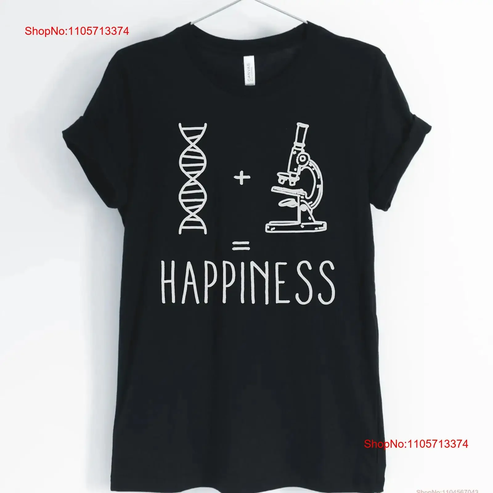 Dna microscope happiness biology shirt microbiology student teacher gift unisex women's shirts vintage Washed Stylish homme