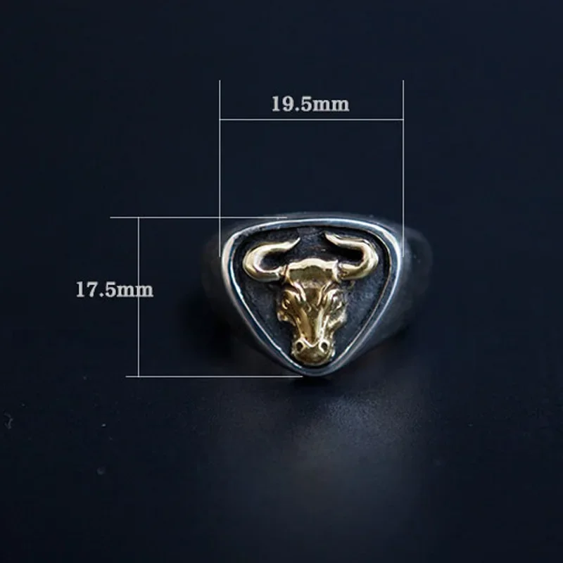 Thai Silver Bull Men\'s Ring Simple Dseign Open Adjustable Rings