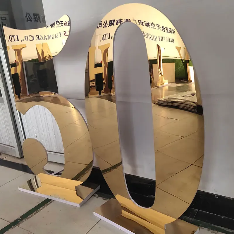 Free Standing Gold Sliver Metal Acrylic Numbers 4Ft Mirror Marquee Numbers For Party