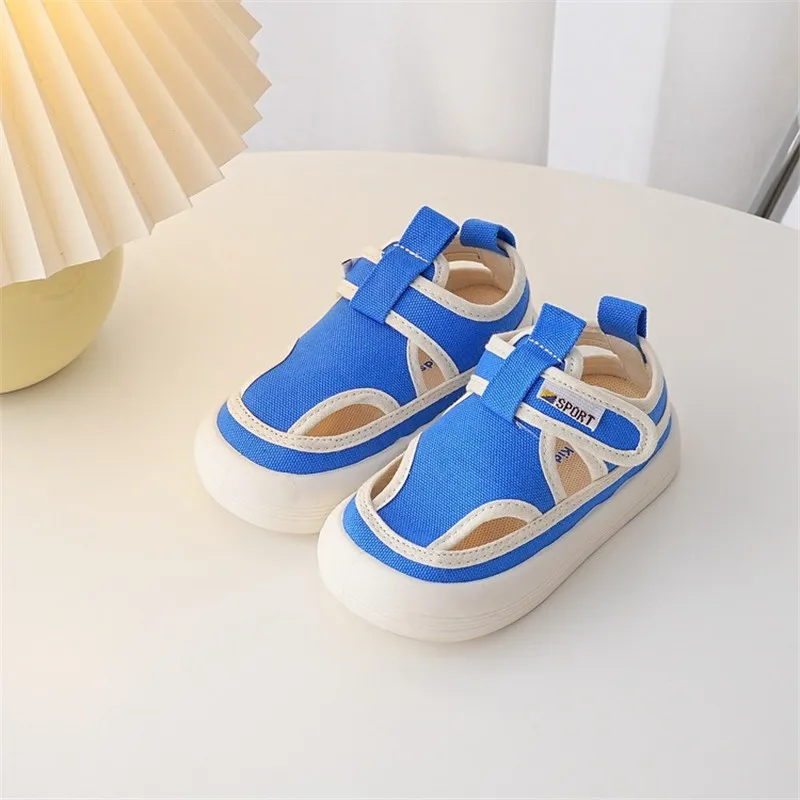 Children Hollow Canvas Shoes 2023 Spring New Baby Candy Color Shoes Boys and Girls Summer Breathable Small Cloth Sandals