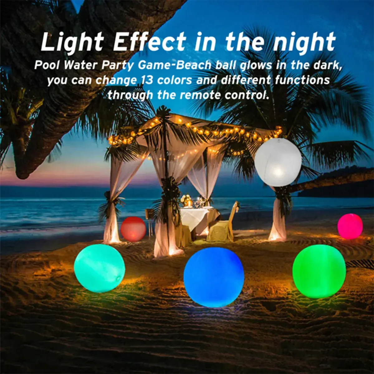 40cm/60cm Ball Light 16 Colors LED Beach Ball Garden Pool Floating Light With IP67 Waterproof Inflatable Beach Pool Ball Light