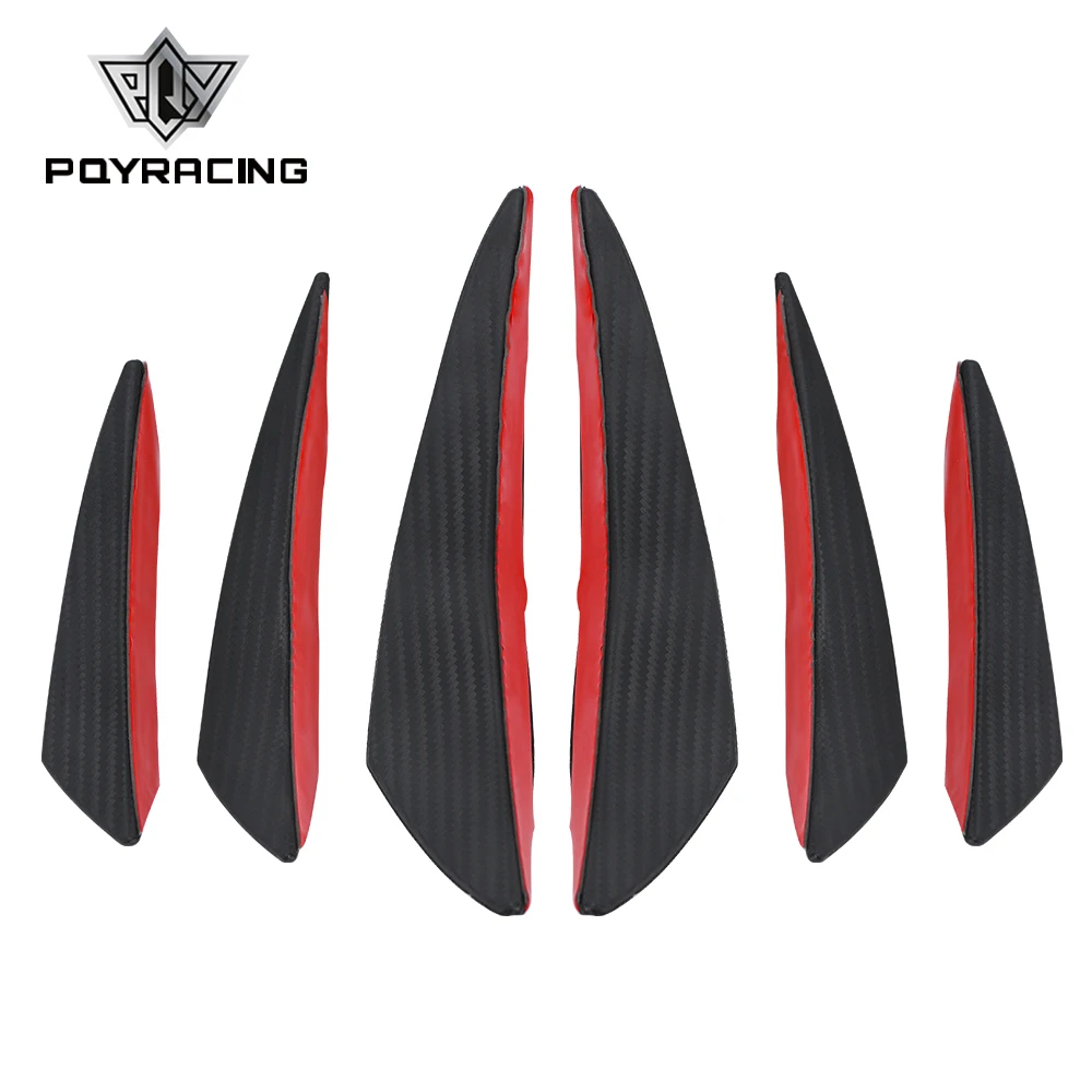 6pcs/set Universal Fit Front Bumper Lip Diffuser Splitter Fins Body Spoiler Canards Valence Chin Car Tuning Canard