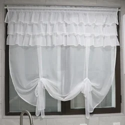 Gauze Tieblinds Curtain, Flouncing Design Kitchen Seer Wave Blinds, Home Tie-up Voile Window Treatments