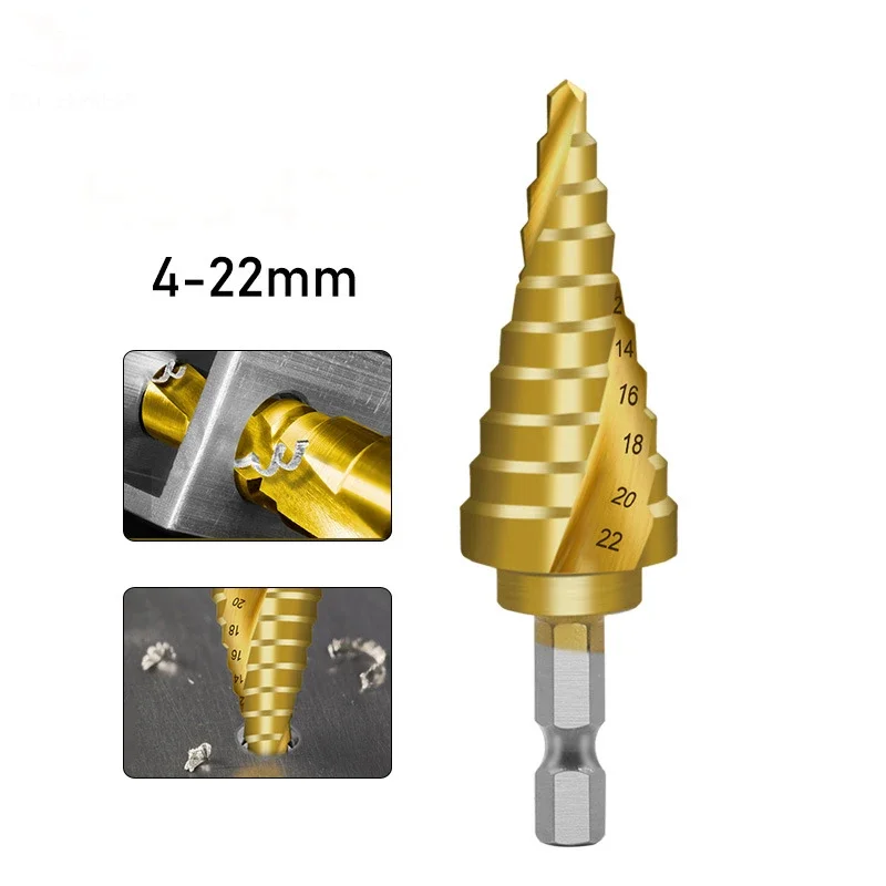 3Pcs/set 3-12mm 4-12mm 4-20mm HSS Straight Groove Step Drill Bit Titanium Coated Wood Metal Hole Cutter Core Drilling Tools Set