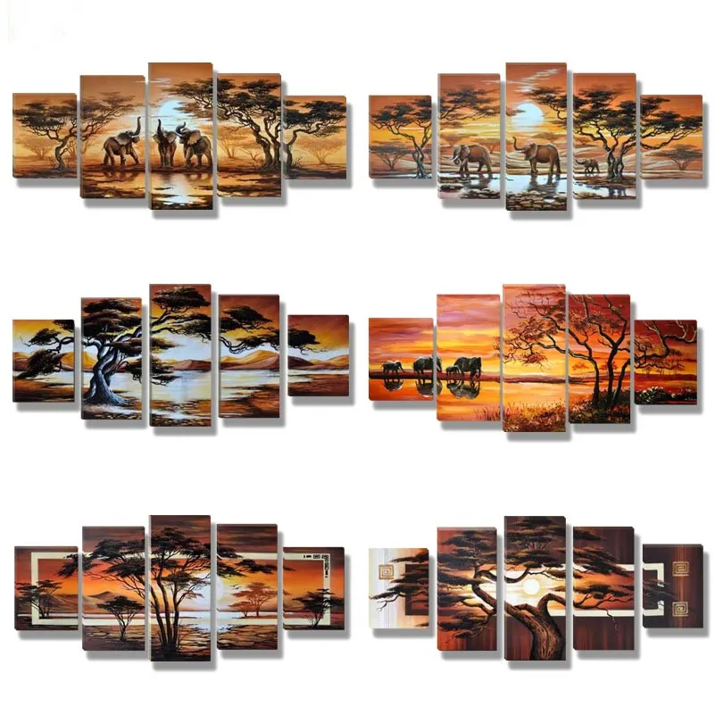 5D diy diamond painting African Landscape scenery pictures of rhinestones 5pcs Mosaic Diamond Embroidery needlework home decor