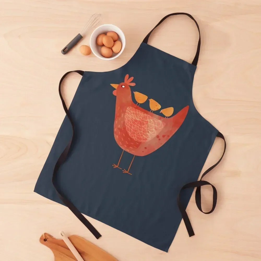 

Hen and Chicks on Blue Apron Women's Kitchen Women's Dress Apron