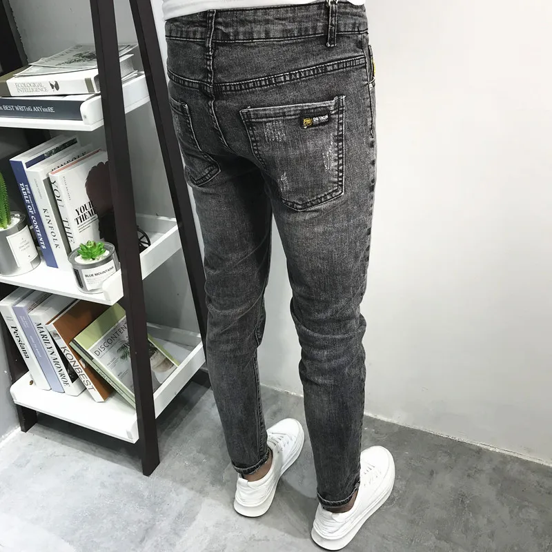 Spring Autumn 2020 Denim Jeans Men's Brand All-match Small Feet Stretch Casual Pants Male Students Pencil Pants Skinny Jeans Men