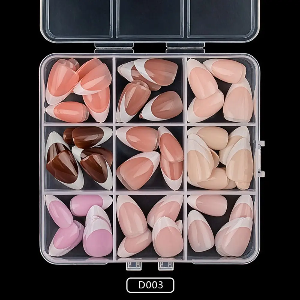 108pcs New Mixed Color French False Nail Almond Coffin Convenient Finished Wearing Fake Nail Full Cover Pink Press On Nails DIY