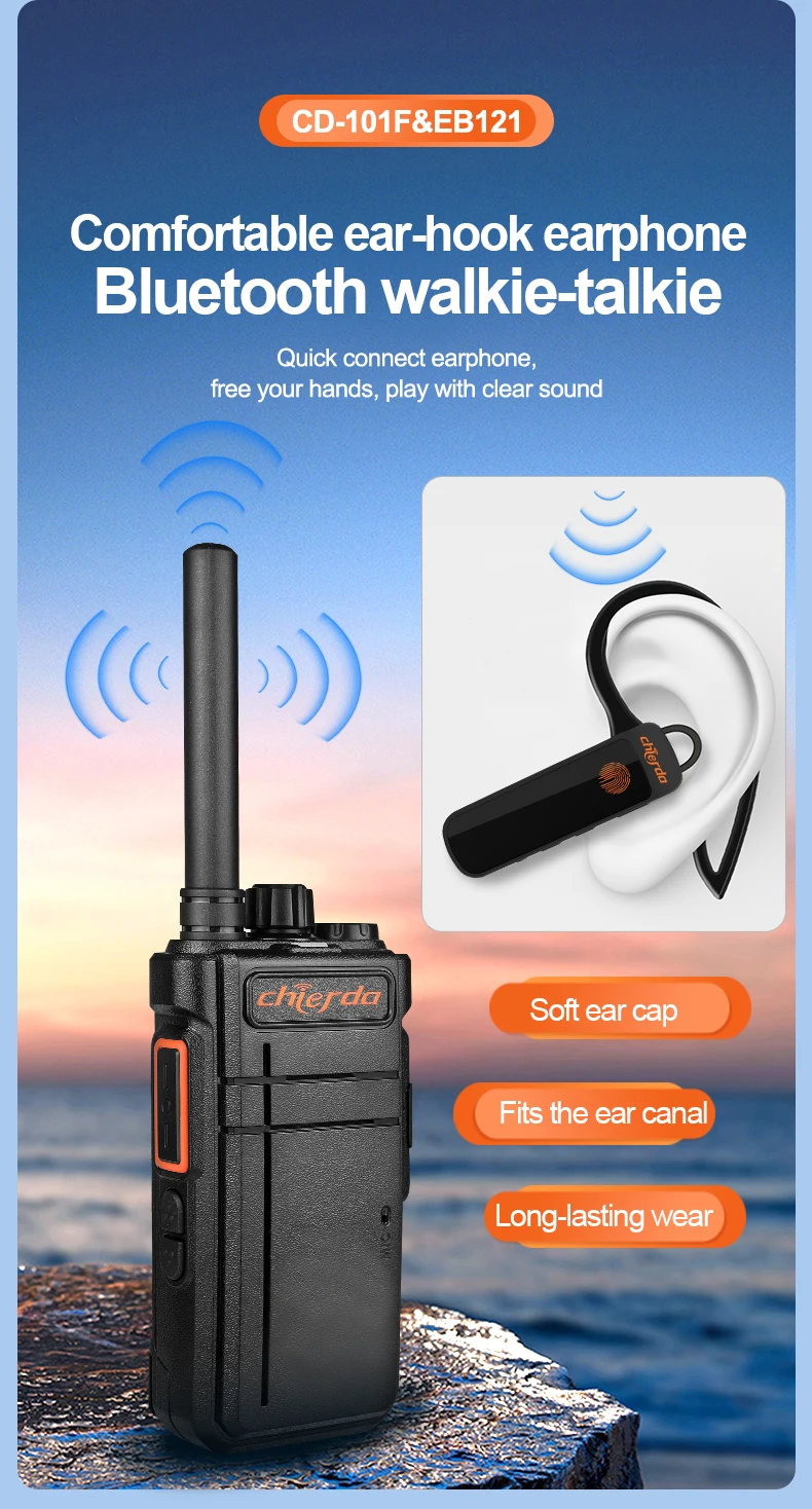 Bluetooth Walkie Talkie Wireless Hands-free PTT PMR 446 Radio Walkie-Talkies 1 or 2 pcs Two-way Radio Portable radio PTT Hotel