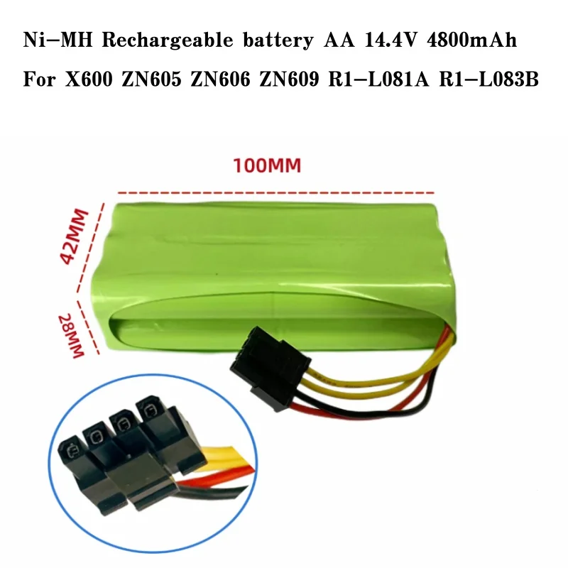 14.4V 4800mAH AA Ni-mh Rechargeable Battery for X600 ZN605 ZN606 ZN609 to Sweeping Robot Battery R1-L081A L083B