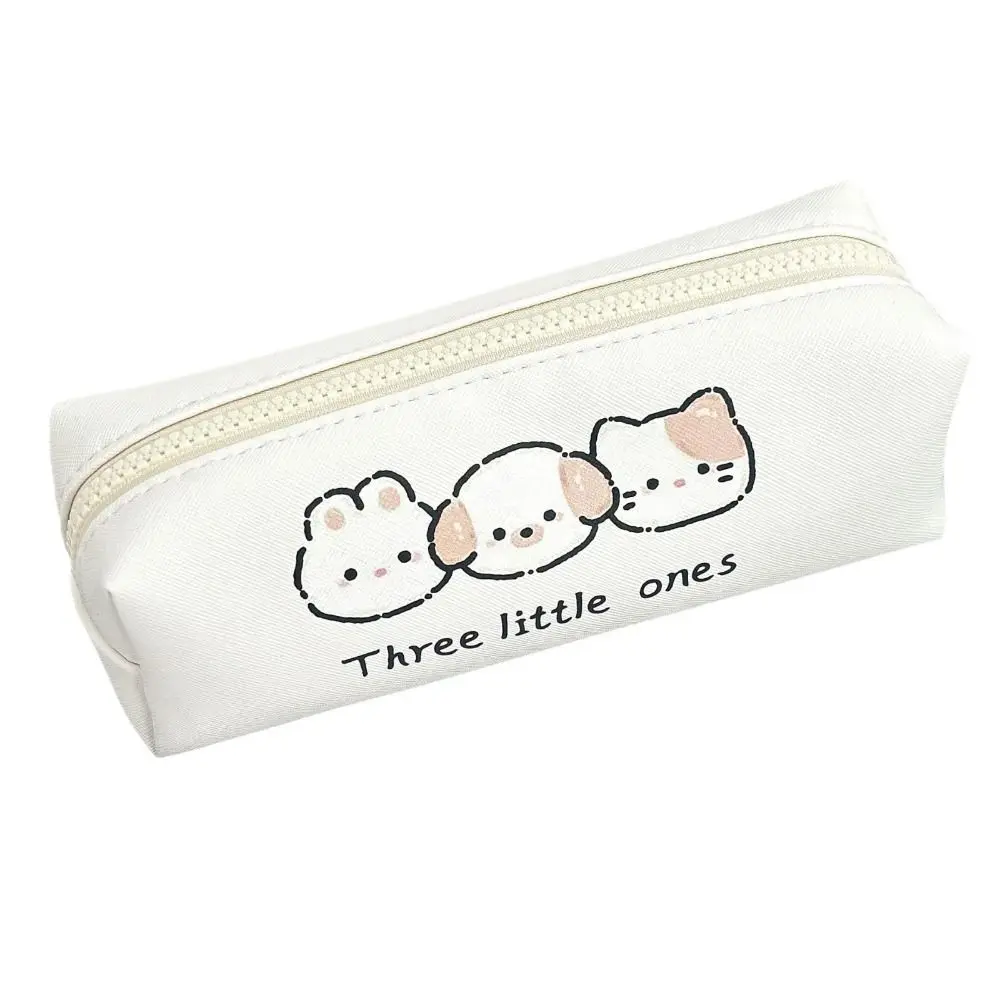 INS Animal Pattern Pen Bag Multifunctional Large Capacity Storage Bag PU Leather Stationery Organizer Boys/Girls