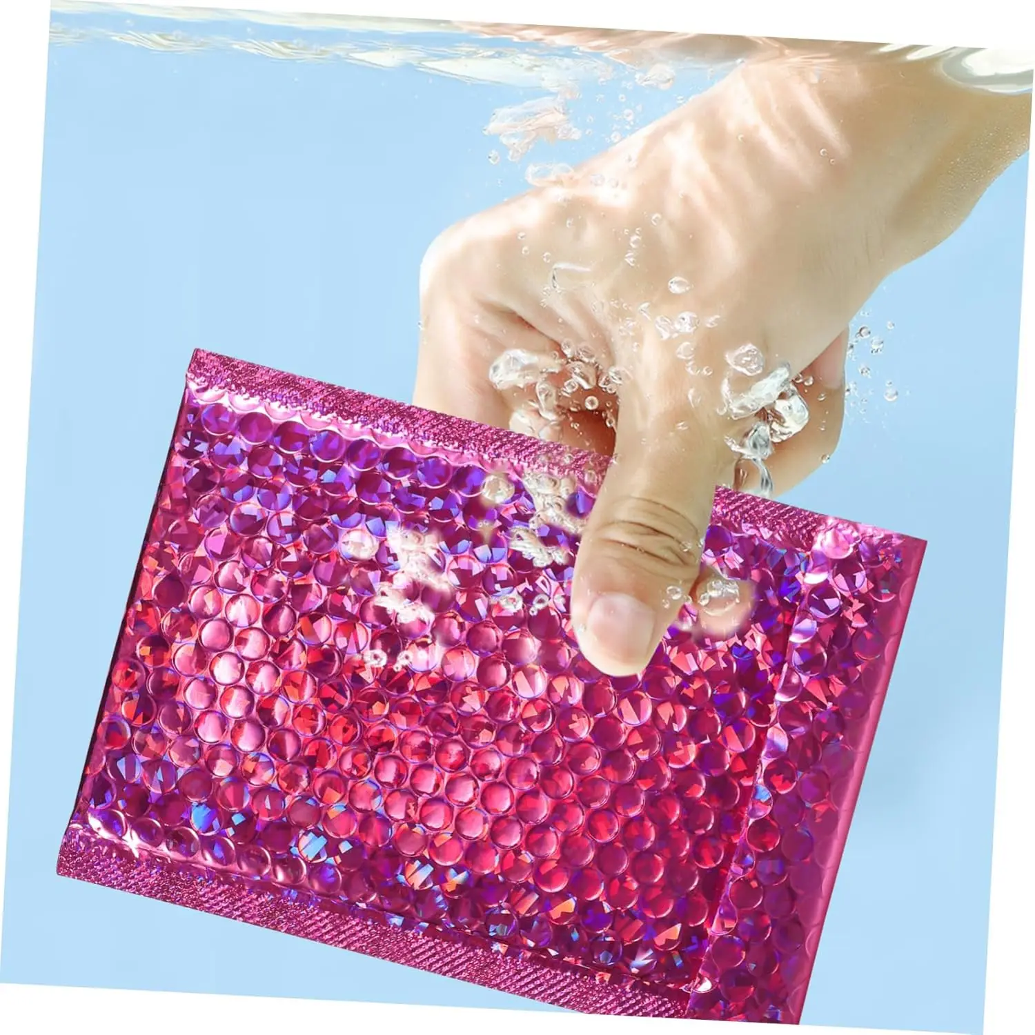 100 Pcs Holographic Bubble Mailers,Metallic Bubble Mailers,Waterproof Poly Padded Envelopes,Self Sealing Cushion Envelopes