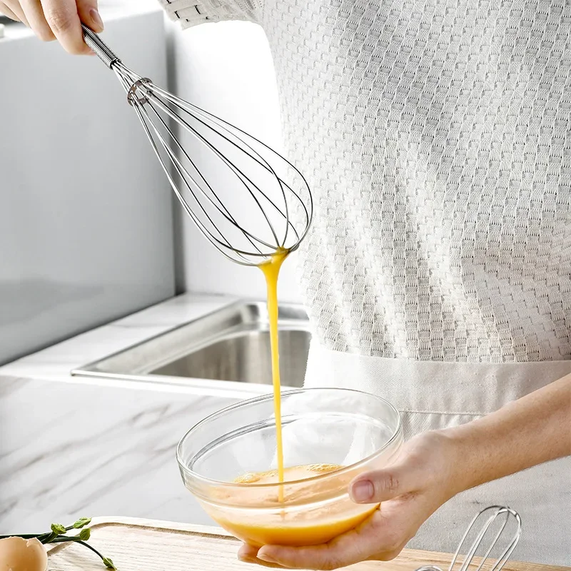 1pc Wire Whisks Mixer Egg Beater 5in 7in 8in 12in Stainless Steel Egg Beater Kitchen Tools for Stirring Cooking Blending Beating