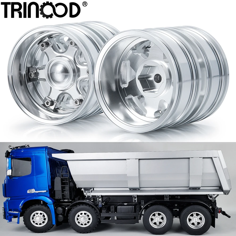 TRINOOD Tamiya Rear Wheel Rim Aluminum Alloy 6 Spokes Wheel Hub for 1/14th Scale RC Tractor Truck Car Parts