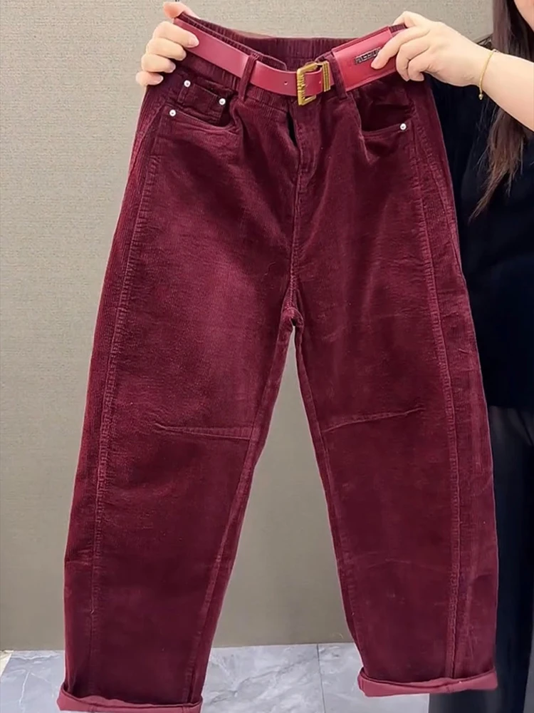 2023 Lente Nieuwe Fluwelen Werkkleding Gebogen Mes Damesbroek Casual Snoep Kleur Rechte Pijpen Broek Wijde Pijpen Moeder Broek