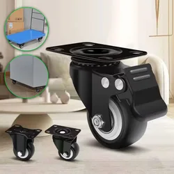 1.5-inch casters, a set of 4 black industrial heavy-duty casters with brakes, locking casters for furniture and work carts