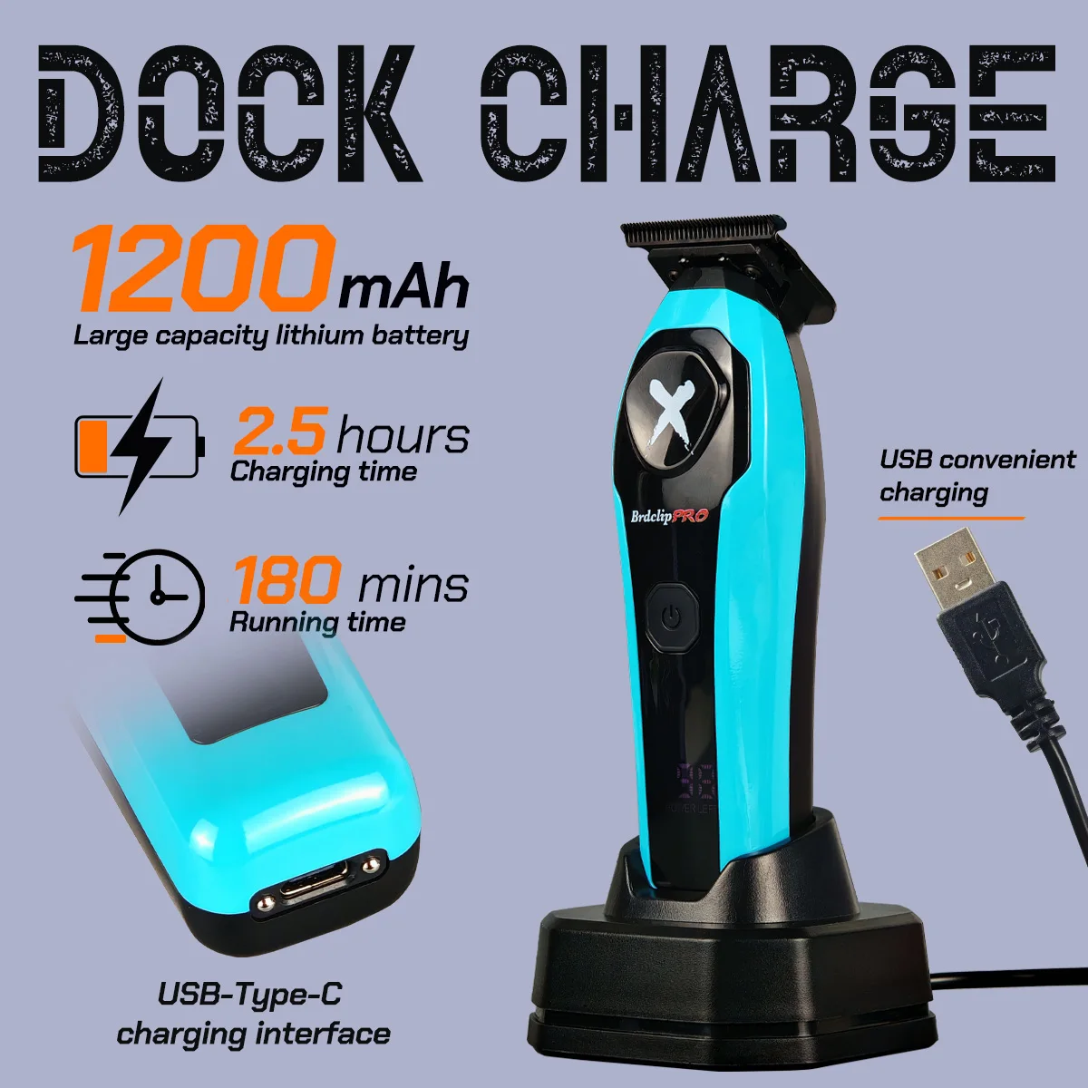 Professioneller Friseursalon-Haarschneider BRD-339, 6500–7500 U/min, formende Haarschneidemaschine für Männer, Bartschneidewerkzeug, lila Rasierer