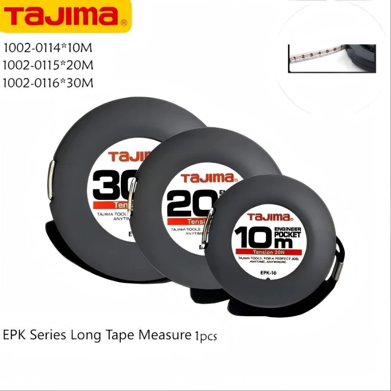 TAJIMA 10/20/30m EPK Series Long Steel Tape Measure Portable Abrasion Resistant Measuring Tools 1002- 0114/1002-0115/1002-0116