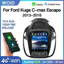 Android14 Car Radio For Ford Kuga 2 C-max Escape 3  2013-2018 Tesla Screen Navigation Player CarPlay Multimedia  BT Auto 2 Din
